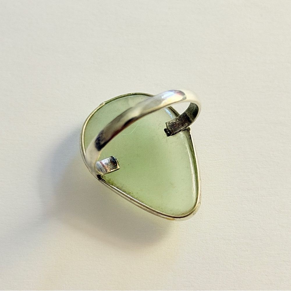 New Aventurine Elegant Green Quartz 925 Sterling Silver Tear Drop Artisan Ring - Picture 7 of 12